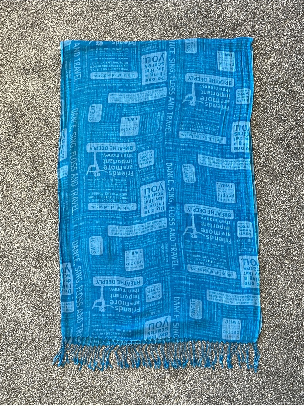 lululemon athletica Manifesto Teal Blue Fringe Scarf - Picture 4 of 4